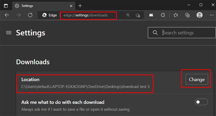 microsoft edge download location change