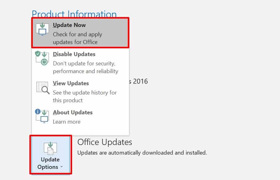 outlook update