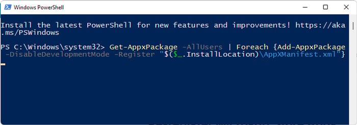 powershell-re-register-store-apps