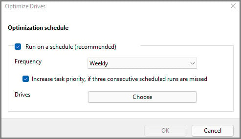 schedule for optimizing drives