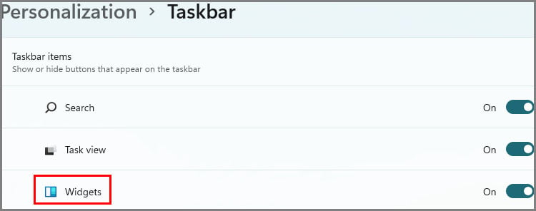 taskbar settings in windows settings