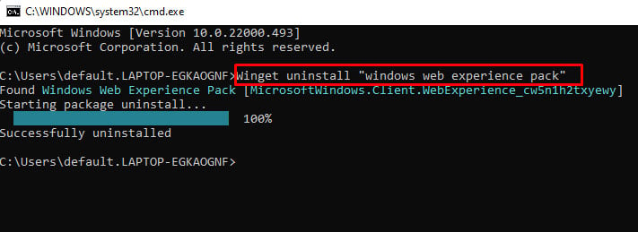 uninstall web experience pack
