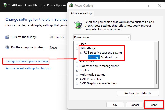 usb selective suspend hard disk not found