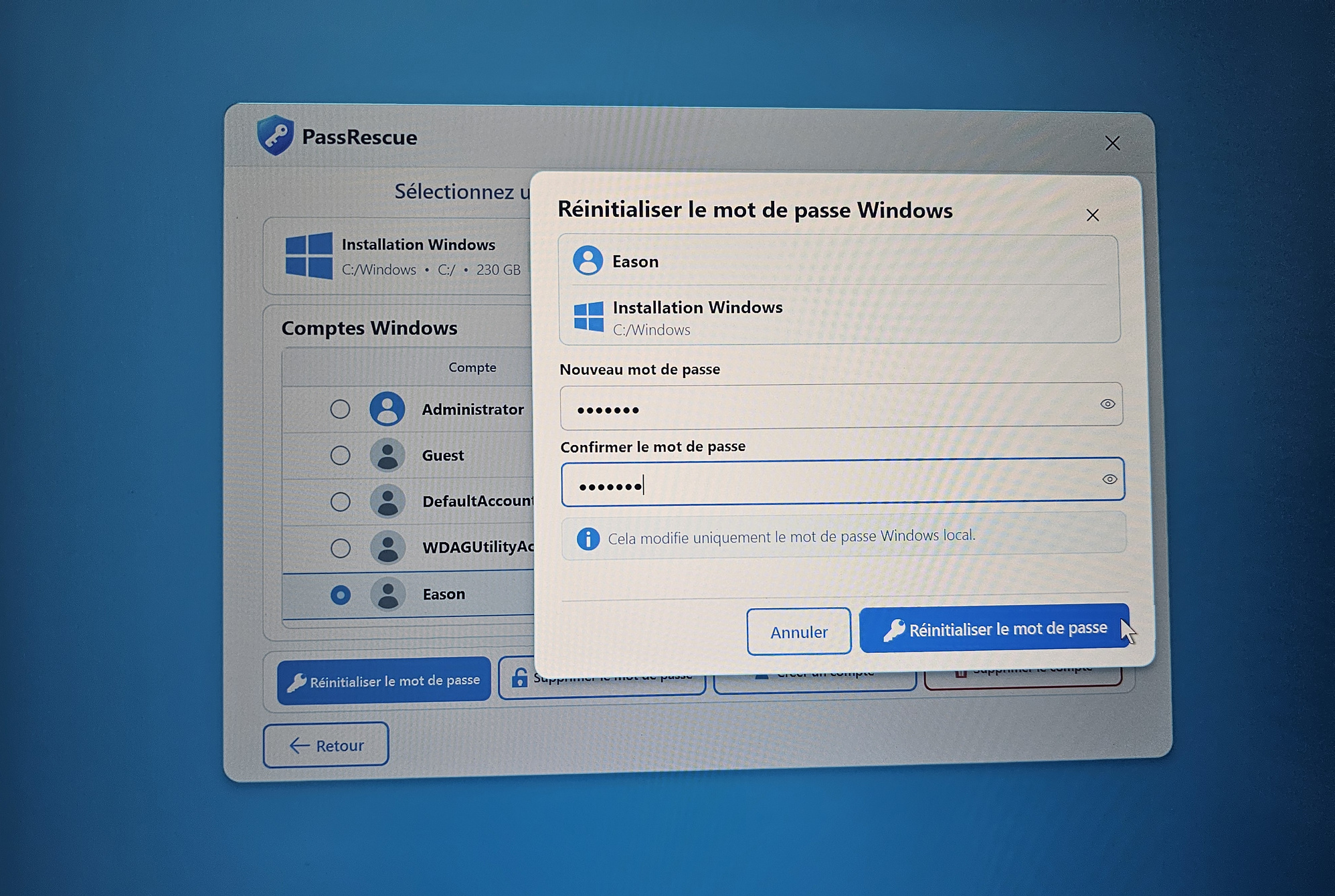 Commencez à réinitialiser le mot de passe Windows 7
